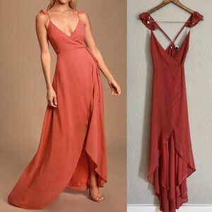 NWOT Here's To Us Rose High-Low Wrap Dress